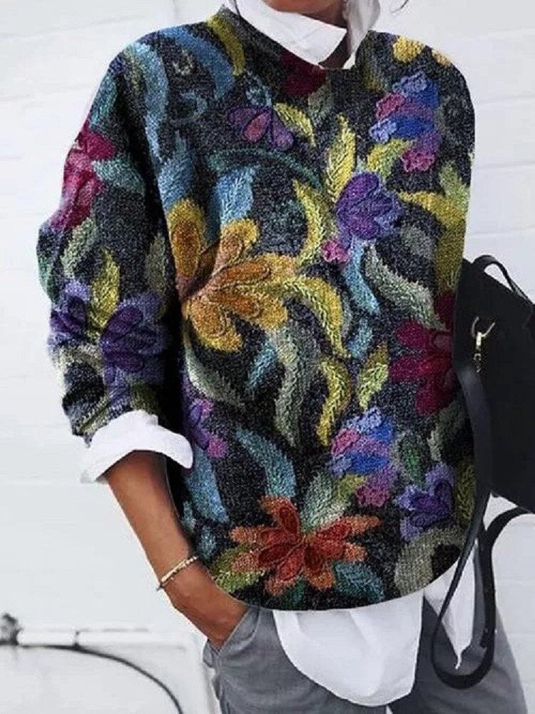 Nevaeh Pull Woman – Floral Patterns, Soft Knit & Comfortable Colorful Style