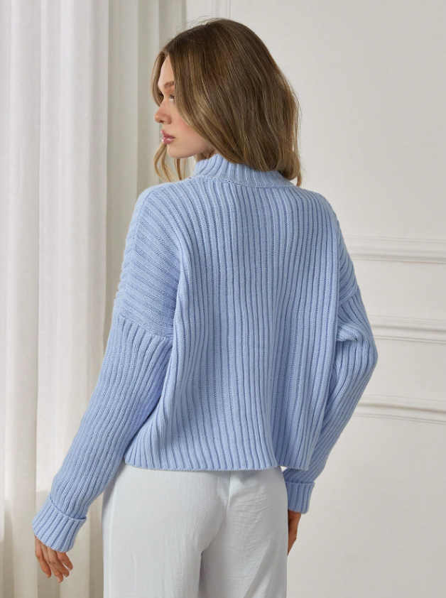 Charlie Sweater Women – Soft Knit Sweater with Mid-High Collar & Loose Fit for Autumn/Winter