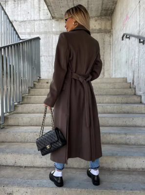 Talia Long Coat Woman – Elegant Winter Trench with Belt & Warm Lining