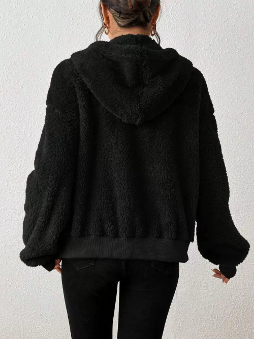 Adelyn Women's Jacket – Soft & Warm Plush Zip-Up Hoodie Cardigan for Autumn/Winter