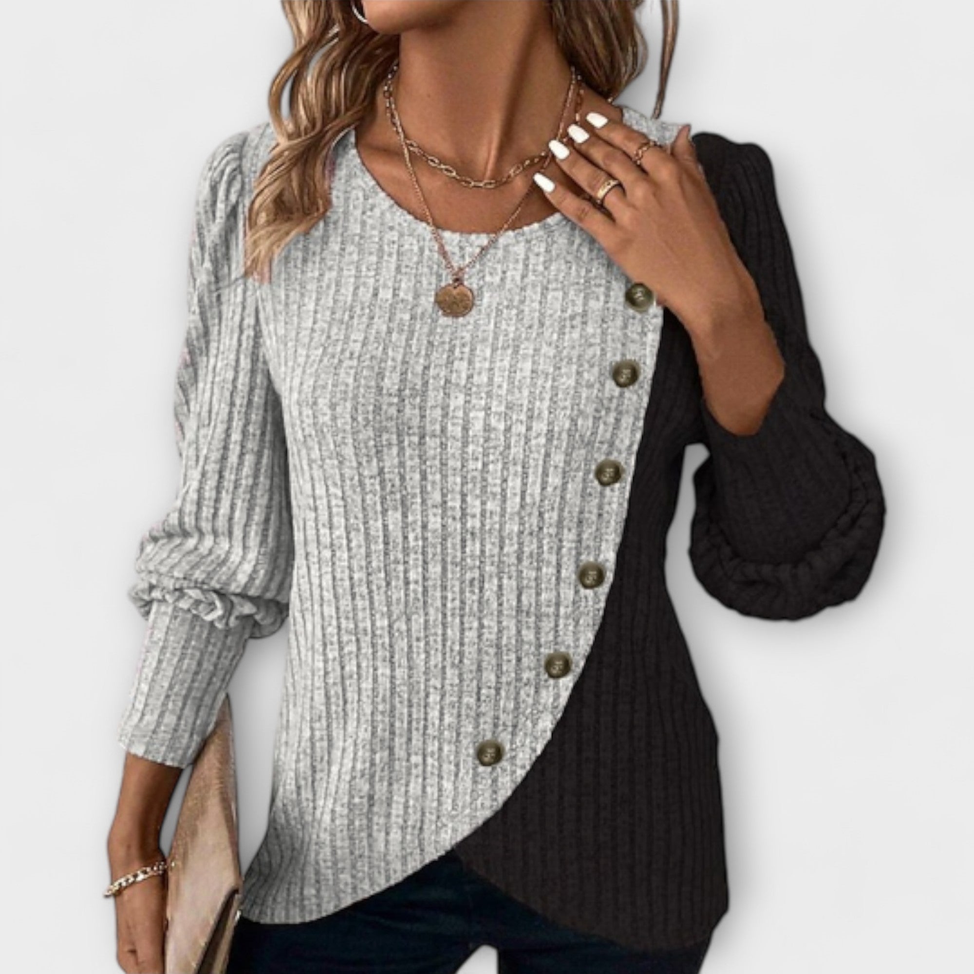 Knit Button Front Women's Top – Flattering Silhouette & Soft Touch Fabric