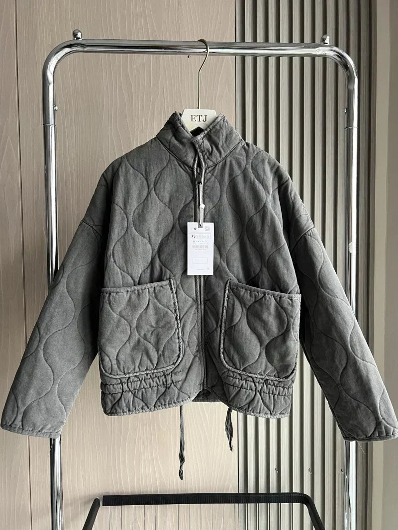 Zinnia Women's Quilted Jacket – Warm Winter Zip-Up Jacket with Adjustable Waist & Pockets