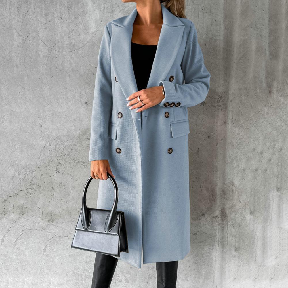 Georgia Long Coat in Mixed Wool for Women – Elegant Design with Notched Lapels in Classic Winter Colors