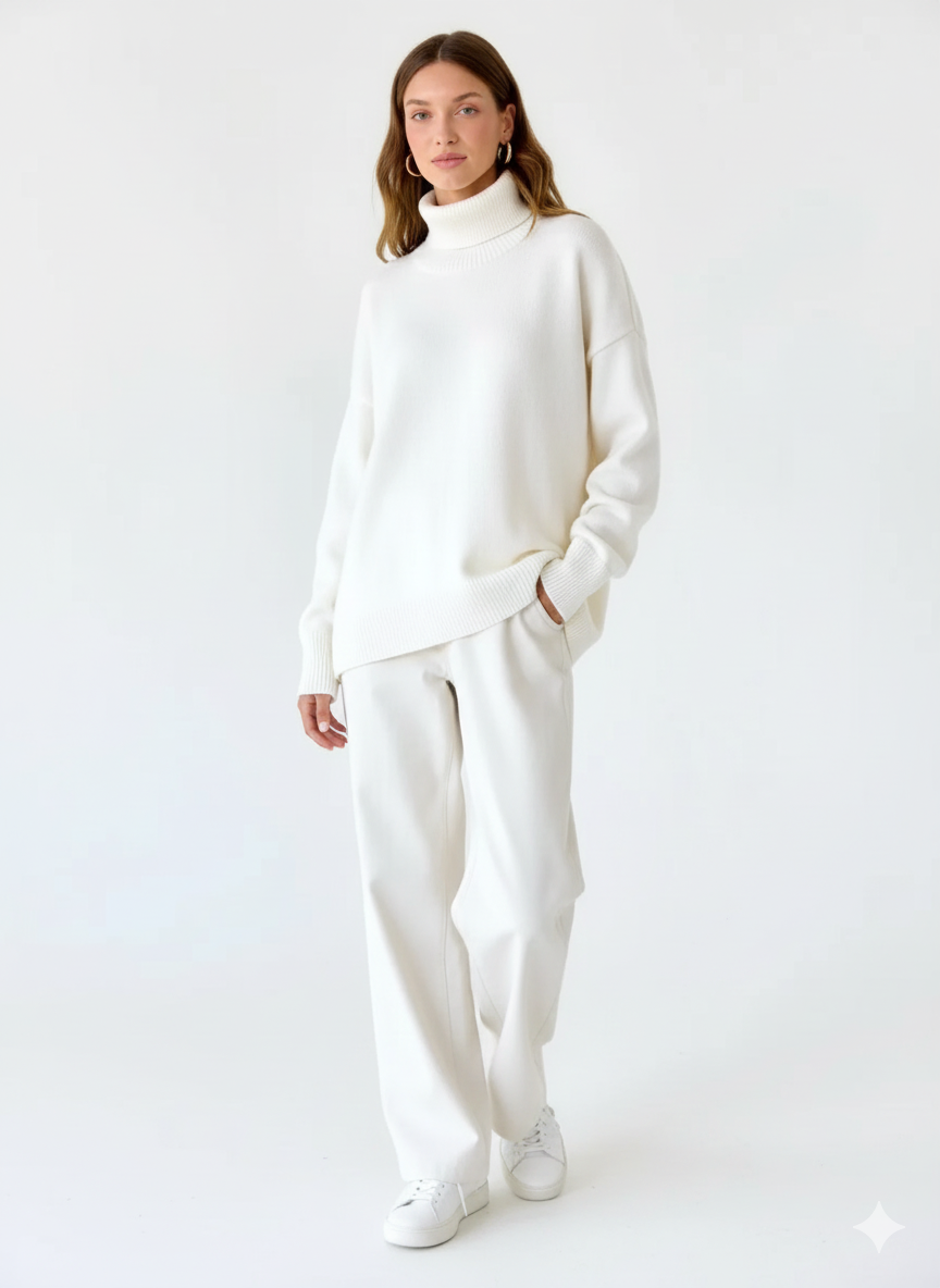 Elise Oversized Turtleneck Sweater for Women – Soft and Warm Knit Sweater with Timeless Style