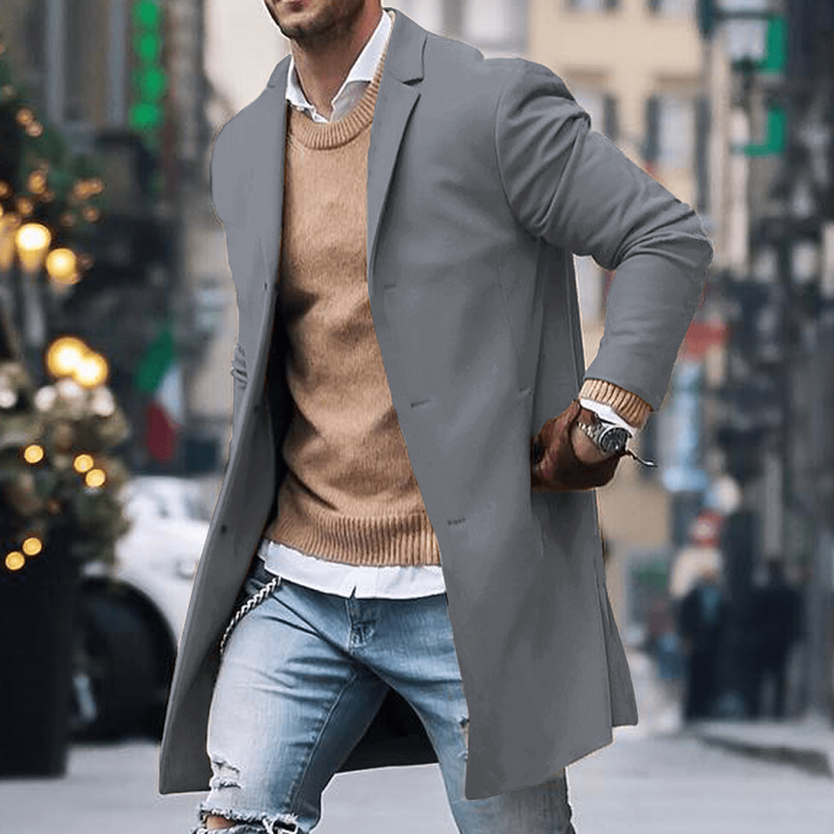 Norlan Men's Single-Breasted Coat – Slim Fit & Modern Style