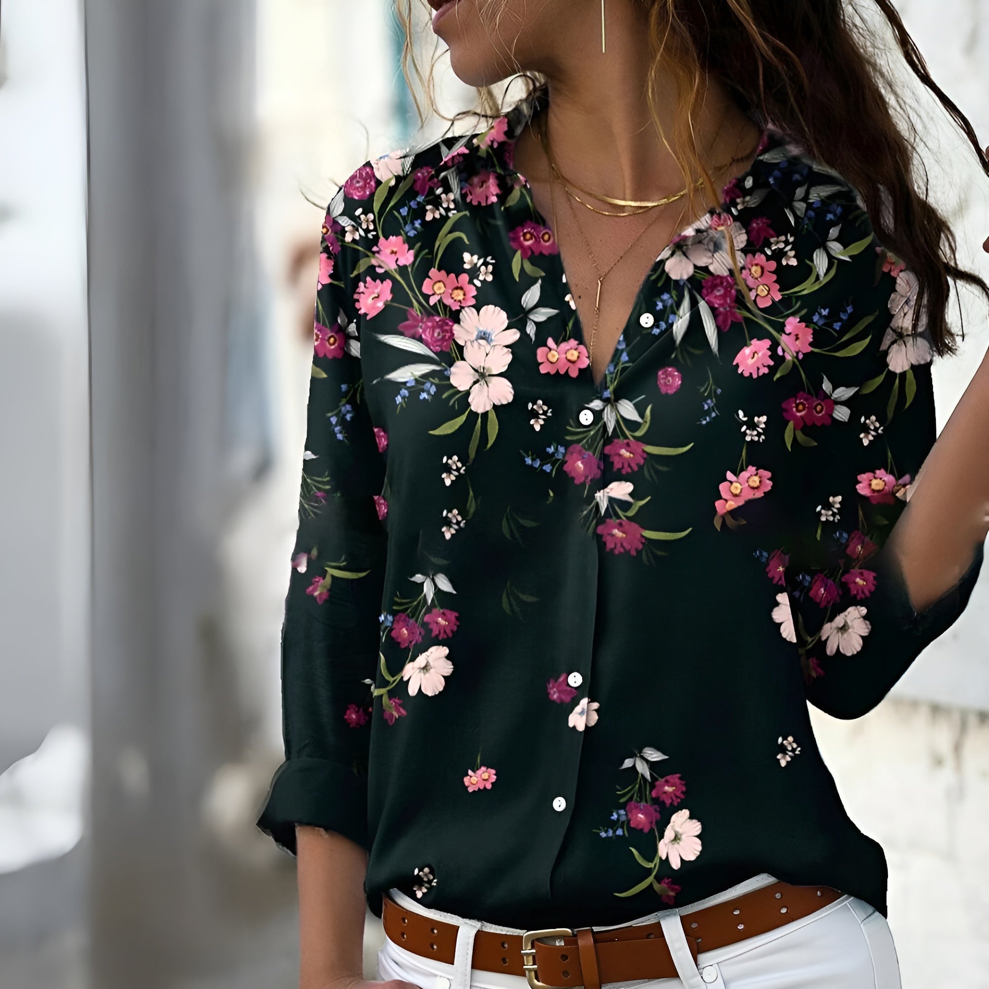 Norina Blouse Femme – Lightweight Blouse with Trendy Print, Loose Fit & Soft Fabric