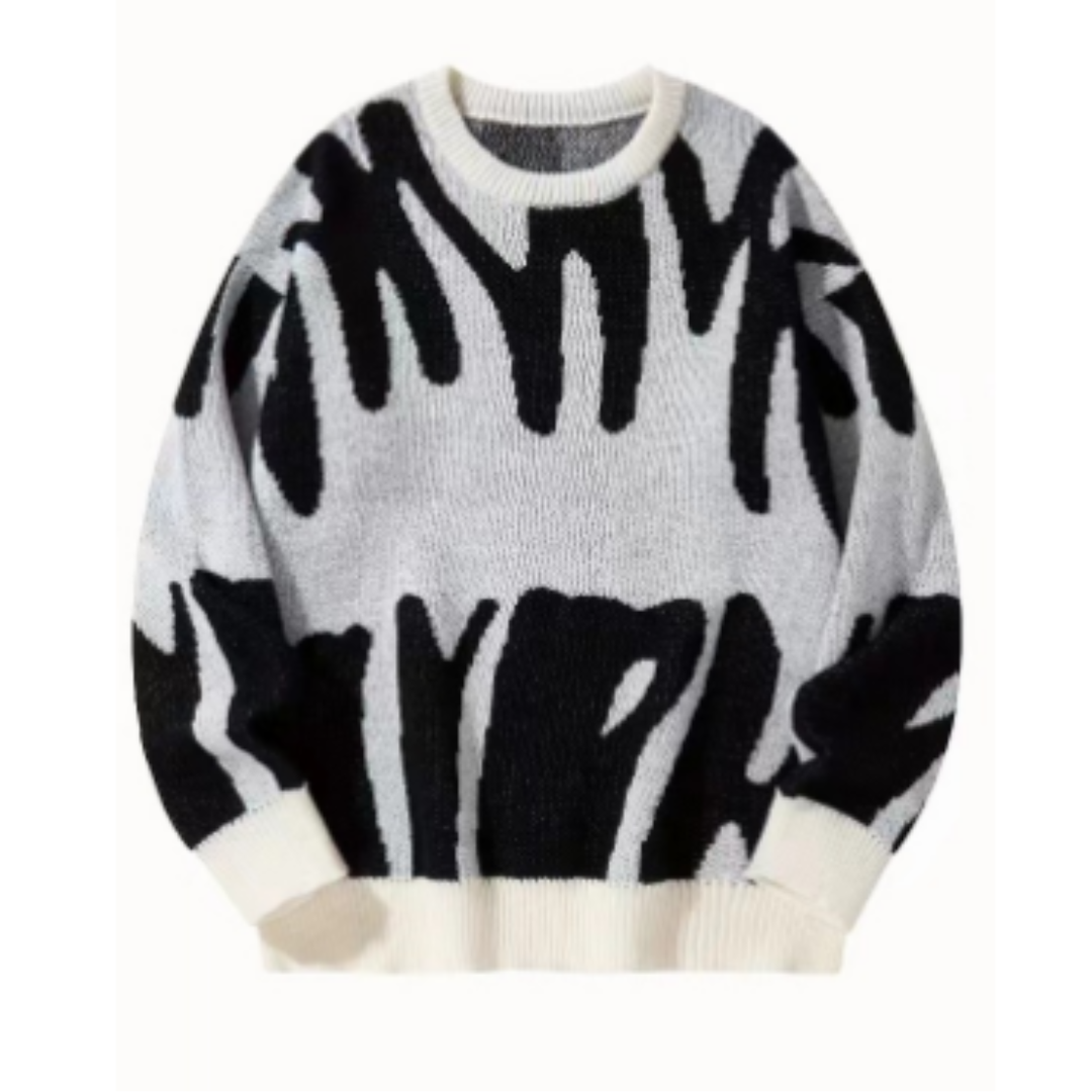 Monica Pull Woman – Graphic Black & White, Abstract Pattern in Modern Style