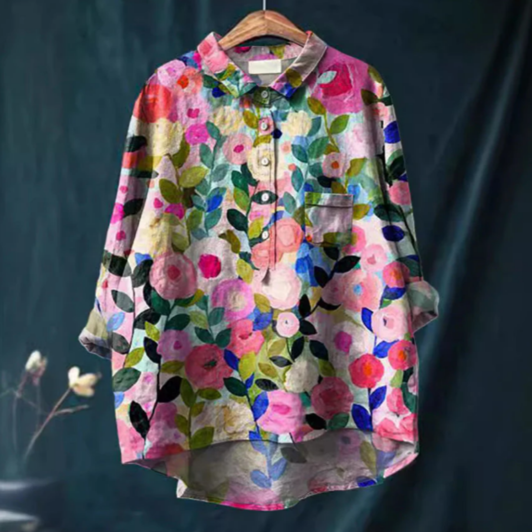 Mirella Blouse Femme – Floral Blouse with Breathable Fabric & Comfortable Fit for Summer