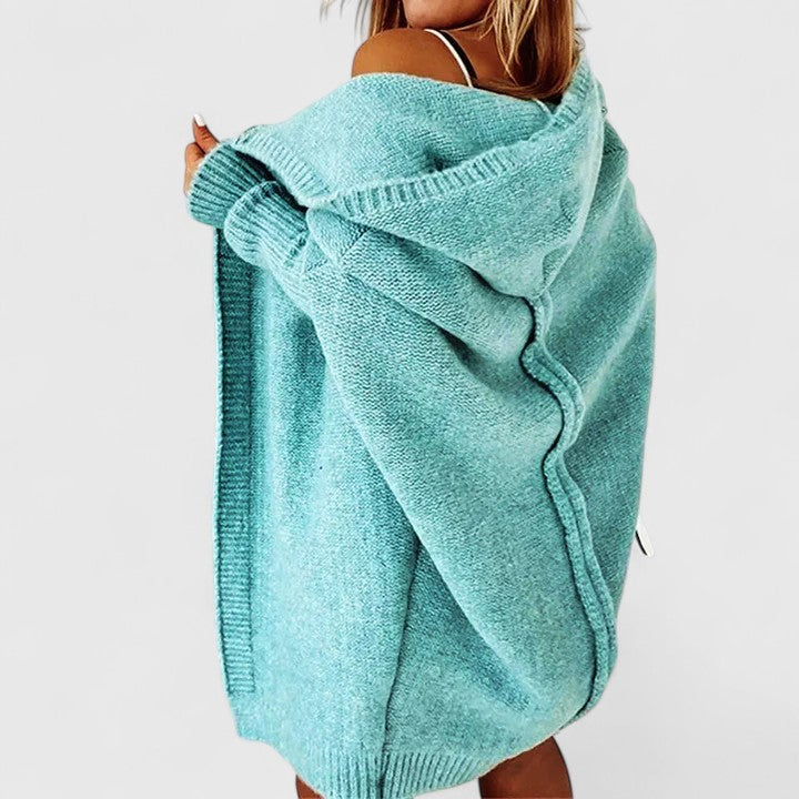 Cardigan Woman Adriana with Hood Oversize – Long Cozy Vest Ideal for Layering