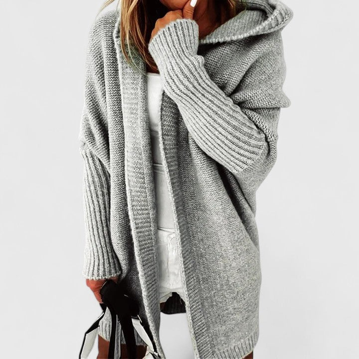 Cardigan Woman Adriana with Hood Oversize – Long Cozy Vest Ideal for Layering