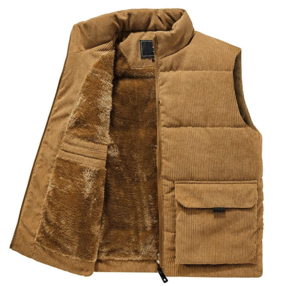 Aiden Men's Corduroy Vest – Sleeveless with Practical Pockets & Zip Closure