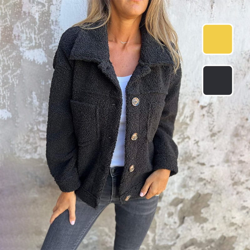 Women's Joanna Coat in Mixed Wool for Autumn – Elegant Buttoned Coat with Notched Collar