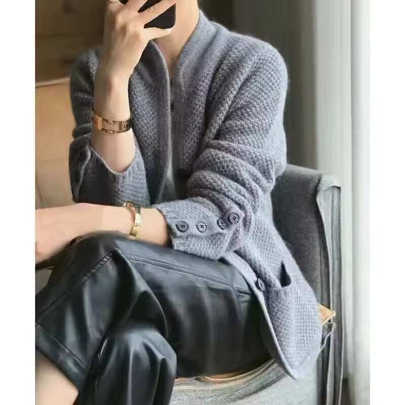 Sloane Women's Knit Jacket – Structured Fit, Chic Style & Mid-Season Comfort
