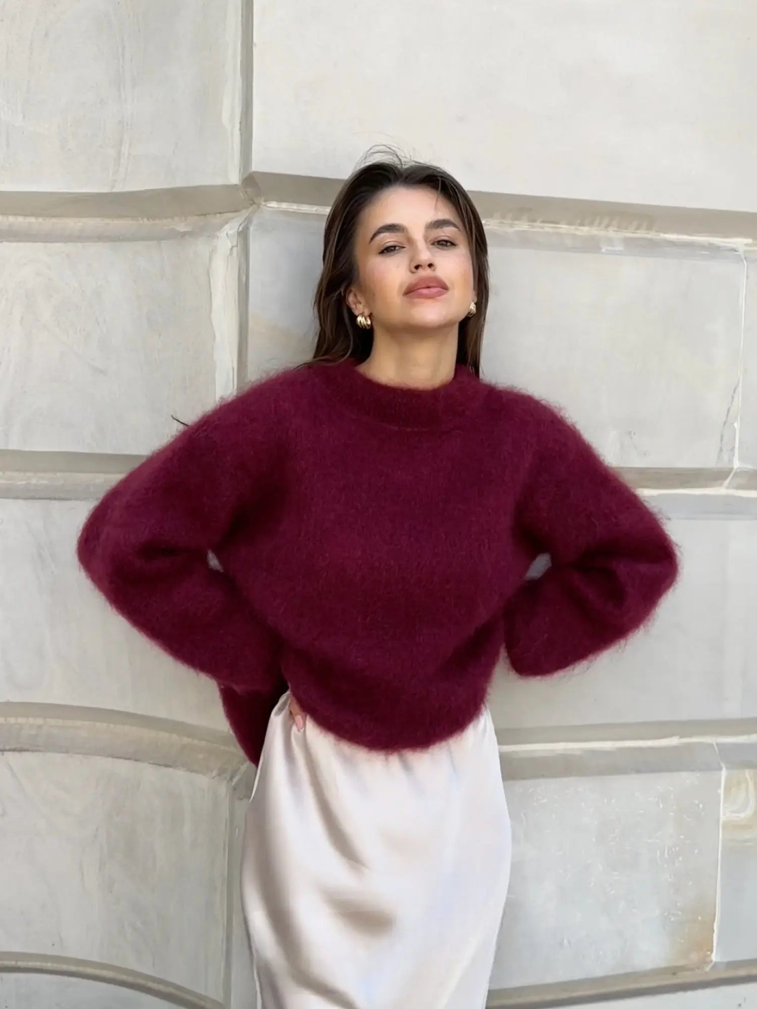 Elen Women's Mohair Luxury Pullover – Soft Brushed Knit with Relaxed Fit & Elegant Style