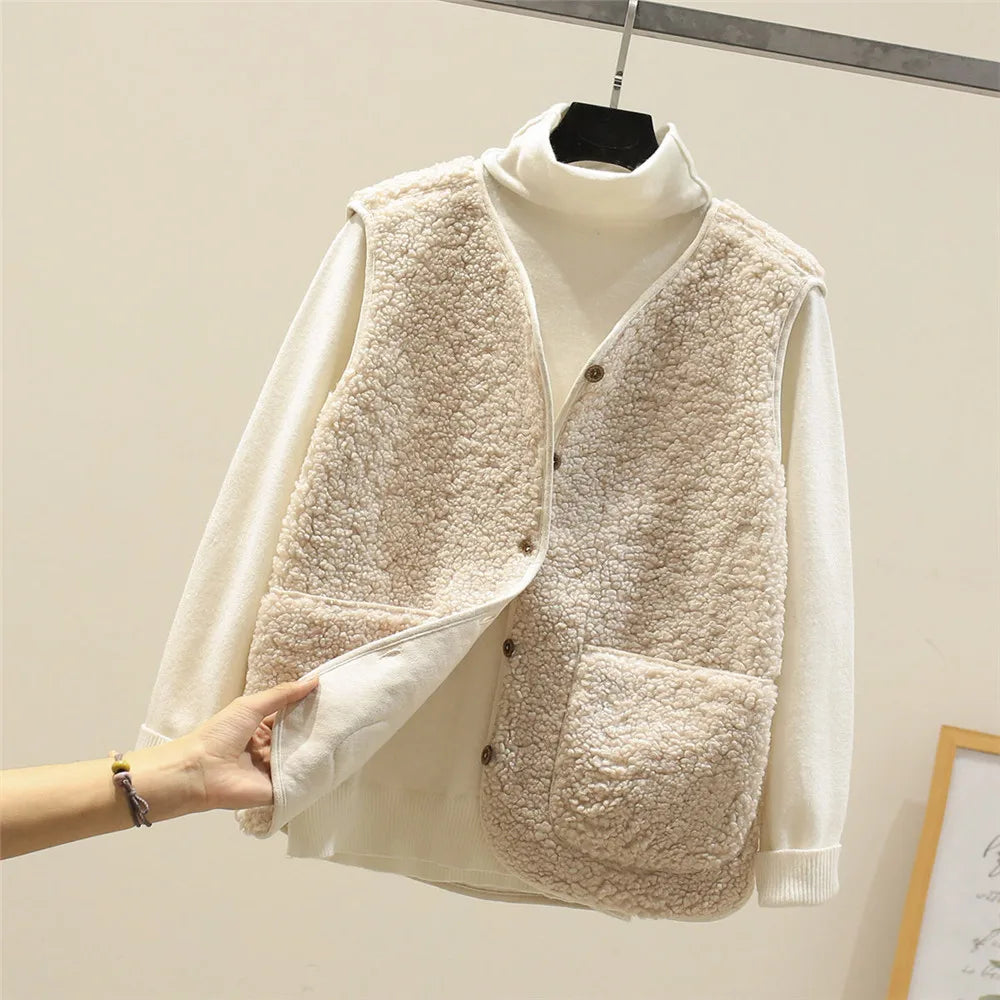 Women’s Button-Front Sleeveless Vest – Winter Layering