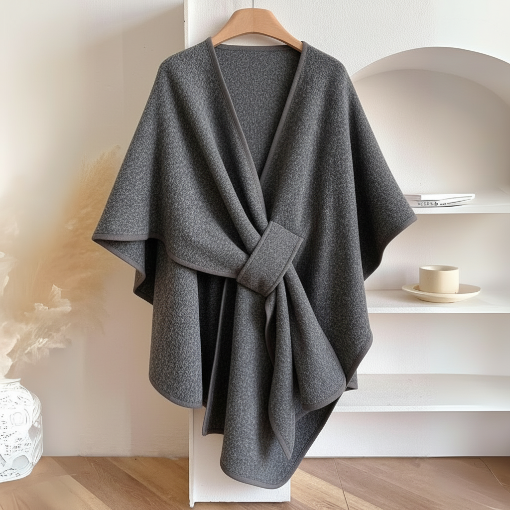 Women’s Drape Shawl – Elegant Wrap with Wide Tie Belt for All-Season Layering