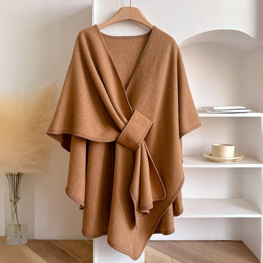 Women’s Drape Shawl – Elegant Wrap with Wide Tie Belt for All-Season Layering