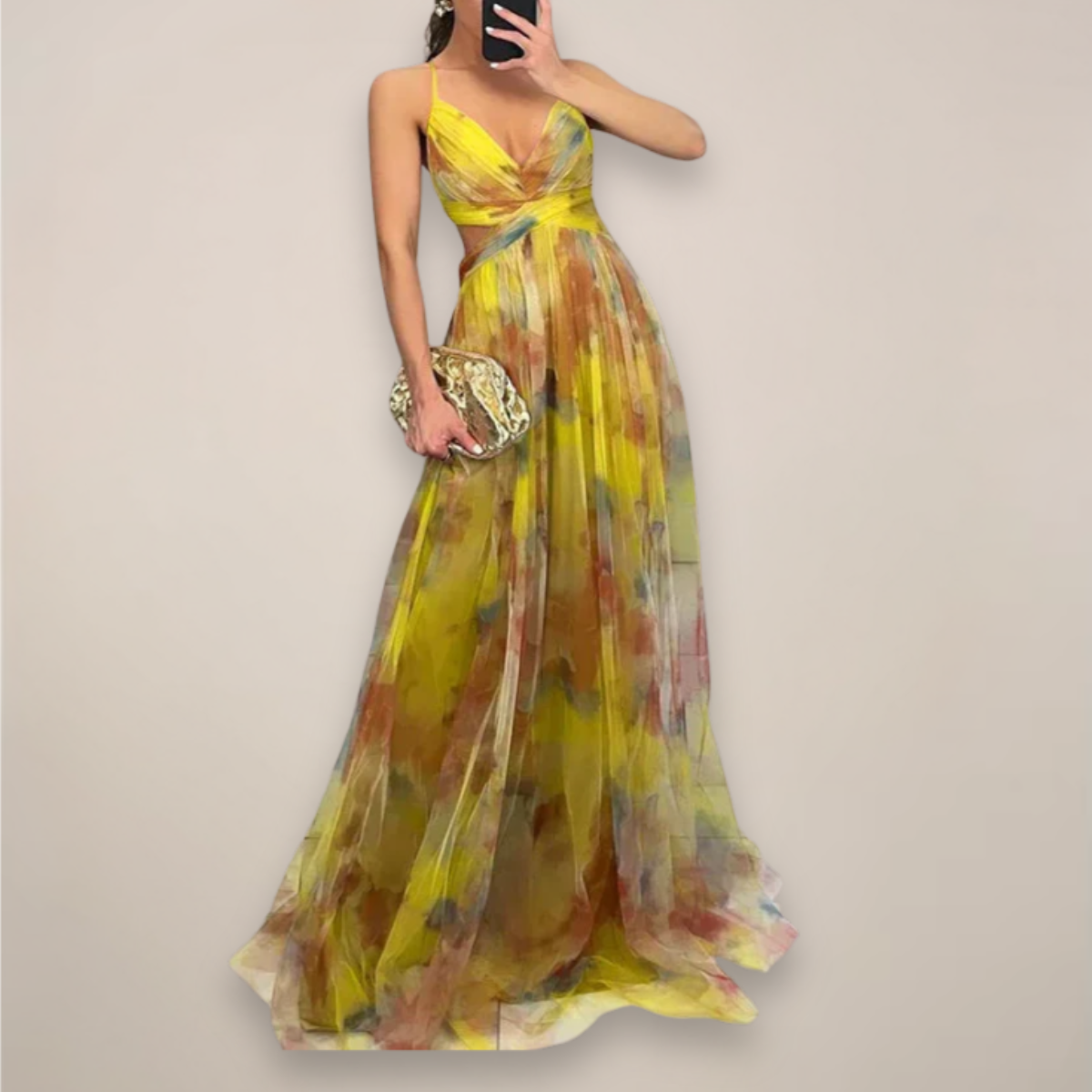 Women’s Floral Maxi Dress – Adjustable Back Tie – Lightweight Fabric – Romantic Print – Day-to-Night Versatility