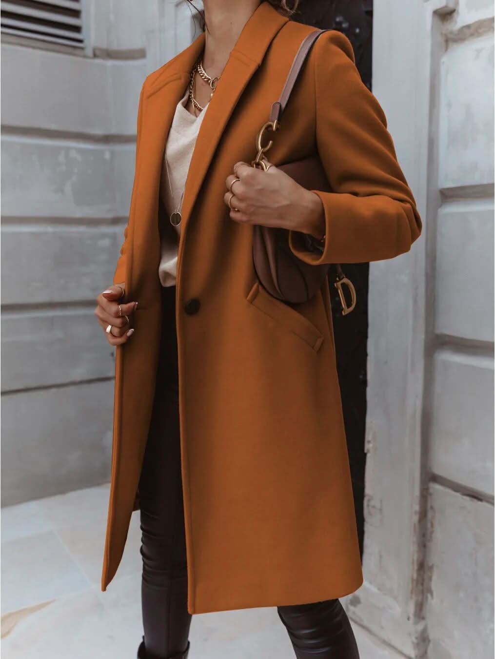 Women’s Long Tailored Coat – Elegant Structured Overcoat for Smart Layering