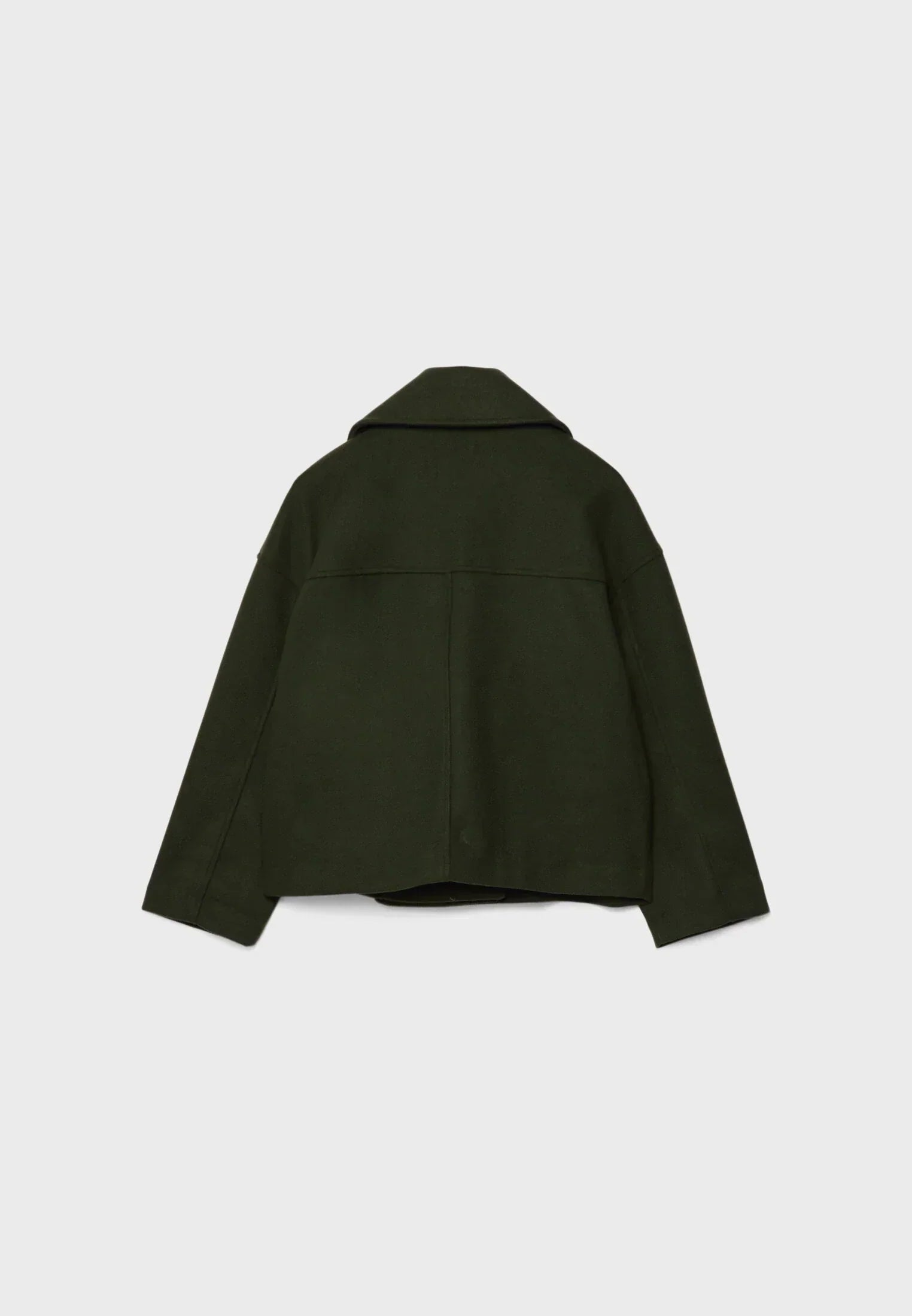Women’s Short Coat – Wide Lapels, Two-Row Button Front, Cropped Boxy Fit