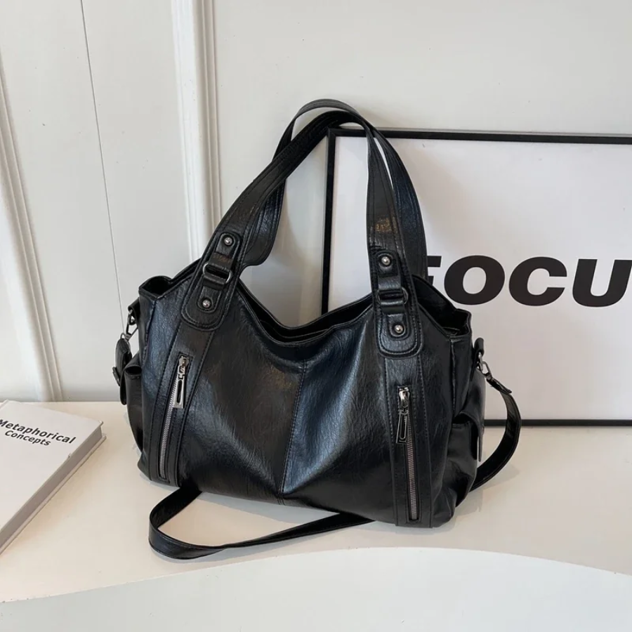 Women’s Shoulder Tote Bag – Zip Top, Crossbody Strap