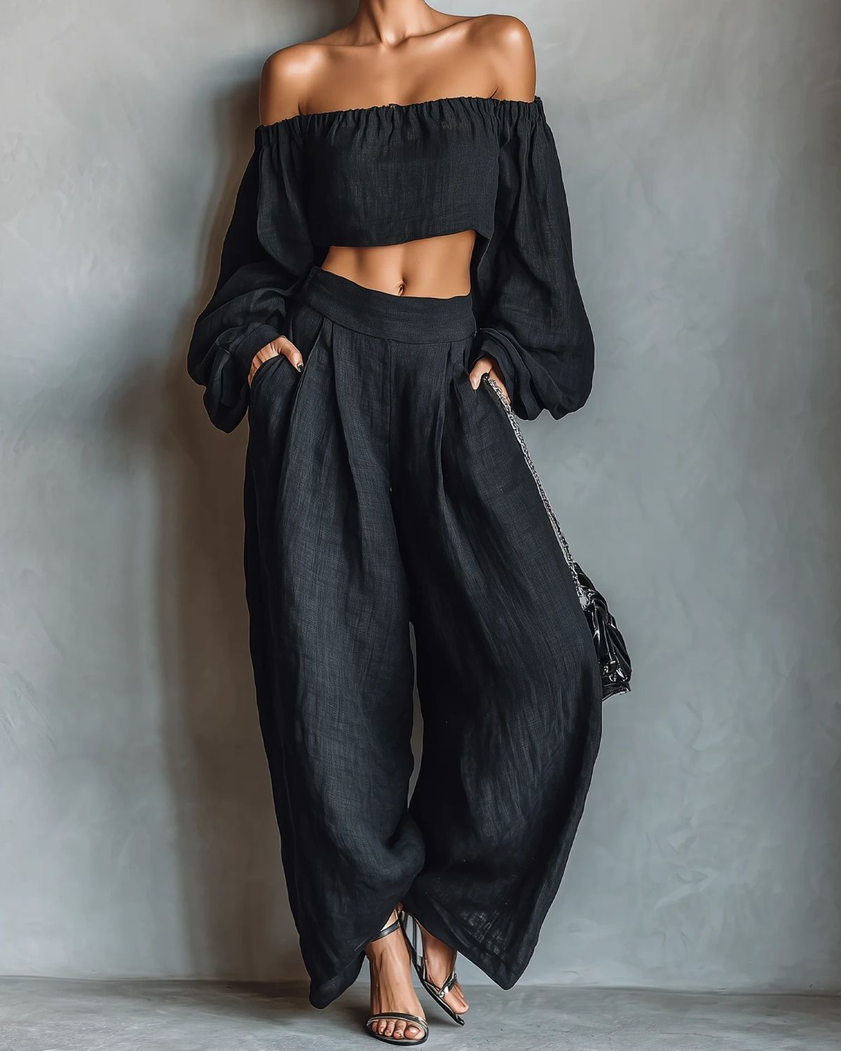 Tess™ || Off-shoulder set with wide trousers