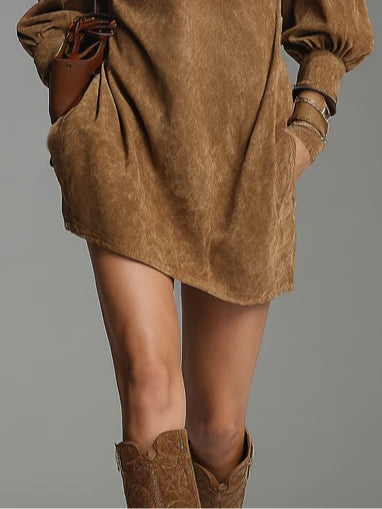 Lucienne™ | Loose-Fitting Suede Dress with Zipper