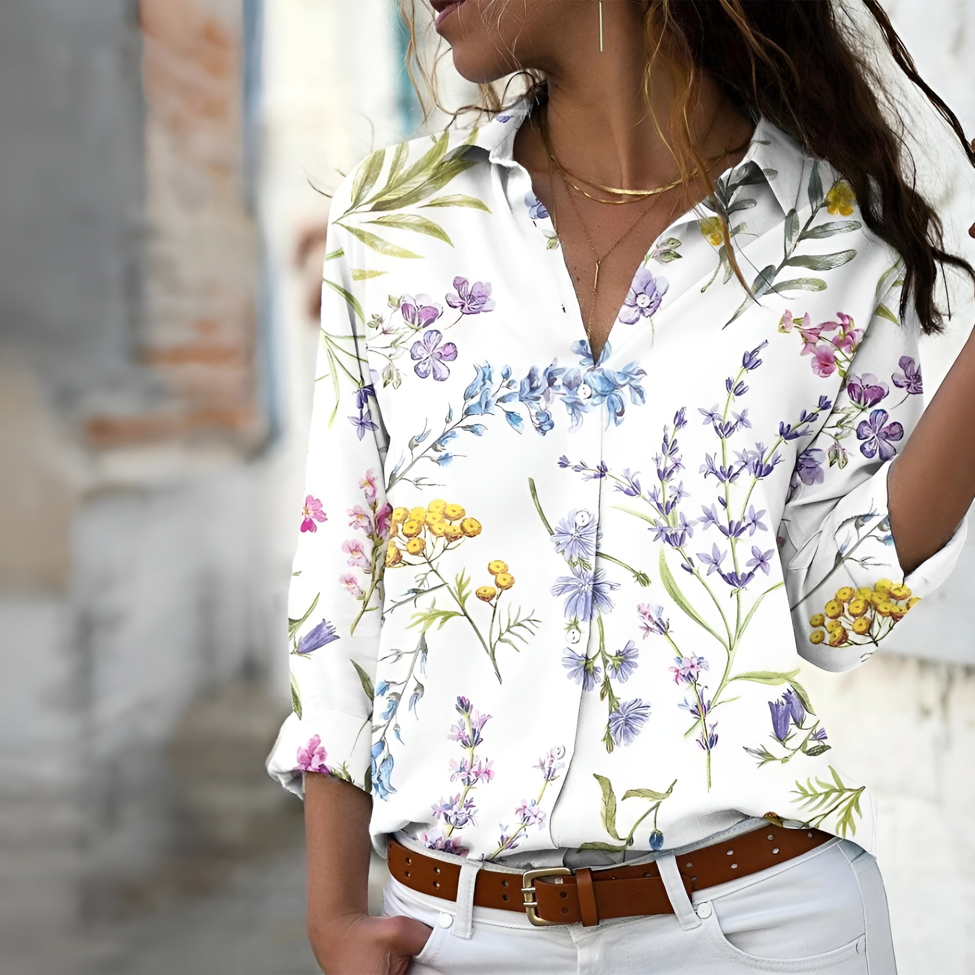 Norina Blouse Femme – Lightweight Blouse with Trendy Print, Loose Fit & Soft Fabric