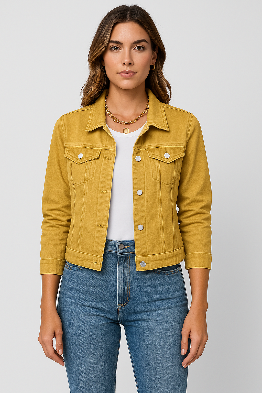 Zaira Femme Jean Jacket – Modern Short Jacket in Durable Cotton with Classic Collar