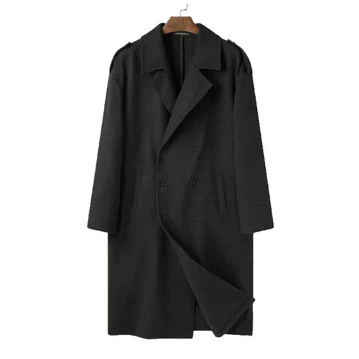 Michael Manteau Long Homme – Comfortable Loose Fit & Practical Front Closure