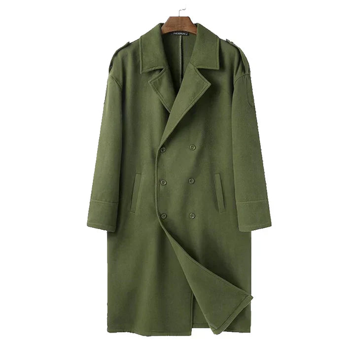 Michael Manteau Long Homme – Comfortable Loose Fit & Practical Front Closure