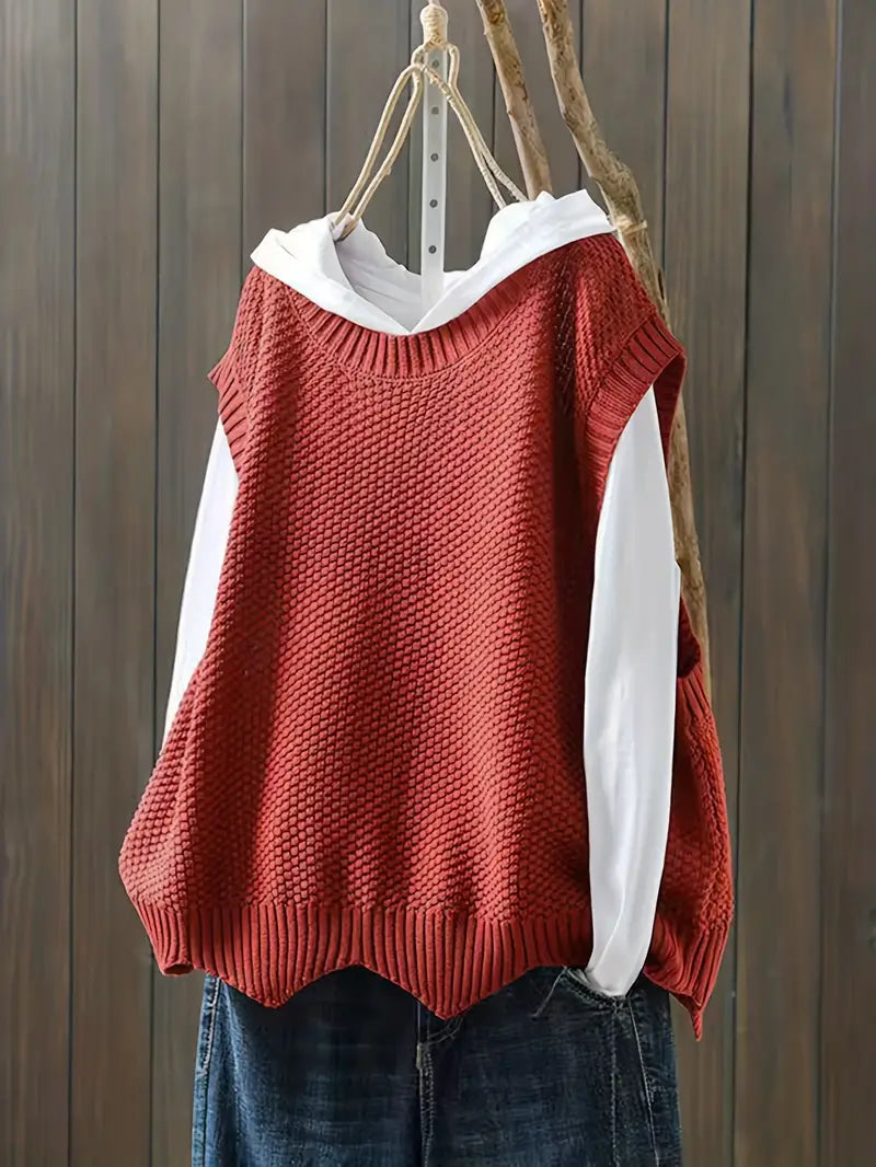 Vanya Sleeveless Sweater Woman – Comfortable Straight Cut & Classic Round Neck