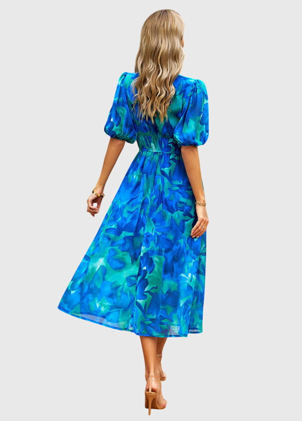 Floral Midi Dress – Breathable Fabric & Flattering Silhouette