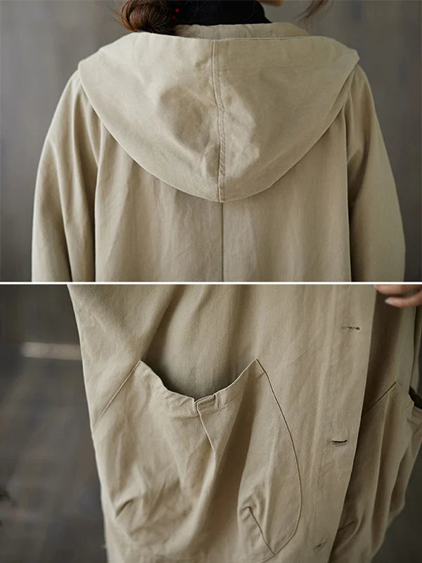 Selena Trenchcoat Femme – Long Jacket with Hood & Elegant Cut for Rainy Weather