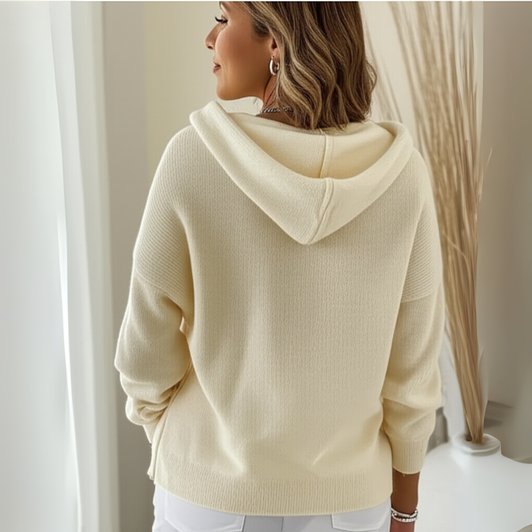 Cataleya Cardigan Woman Hoodie – Soft Knit Cashmere Effect & Elegant Straight Cut