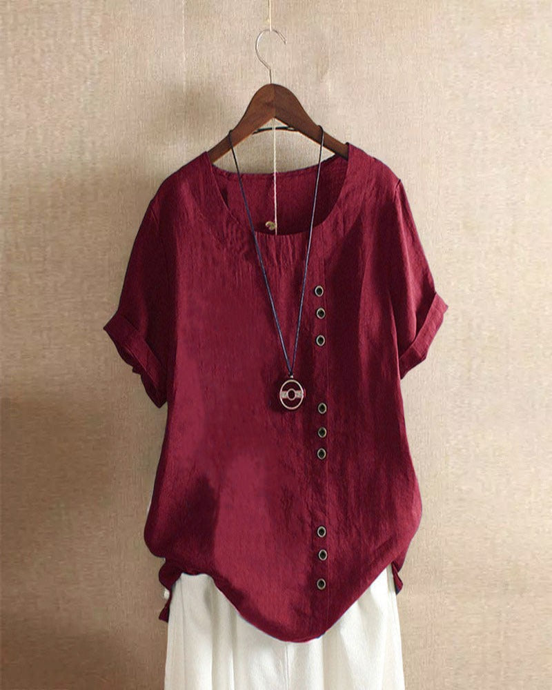 Lena Blouse Femme – Lightweight Linen Blouse with Buttoning & Natural Look