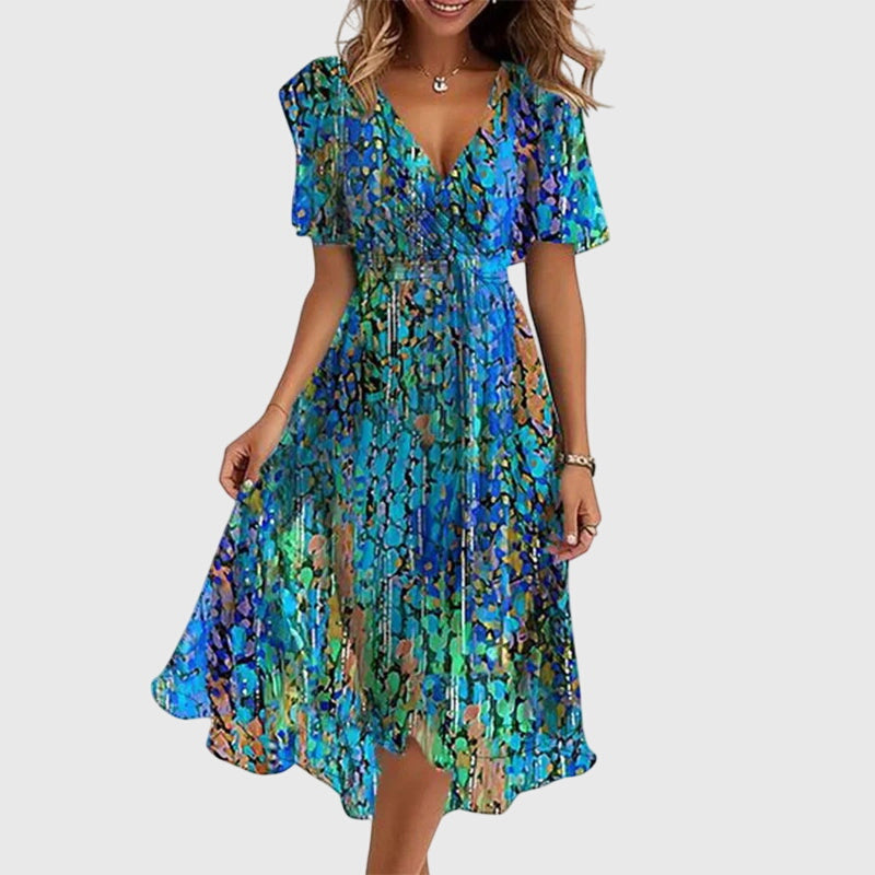 V-Neck Wrap Style Midi Dress – Lightweight Feel & Flattering Silhouette