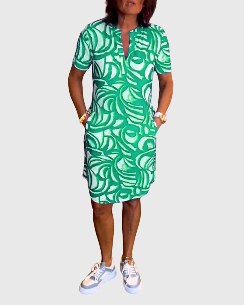 Short Sleeve A-Line Dress – Flattering Silhouette & All-Day Comfort