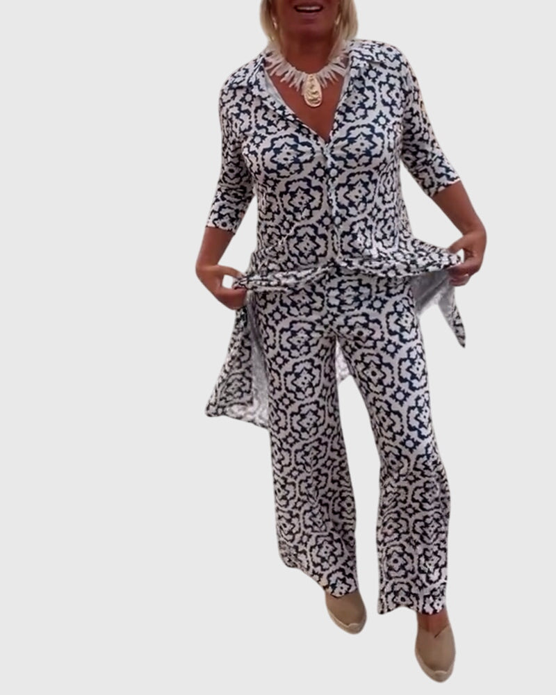 Elegant Vintage Two-Piece Set – Flattering Silhouette