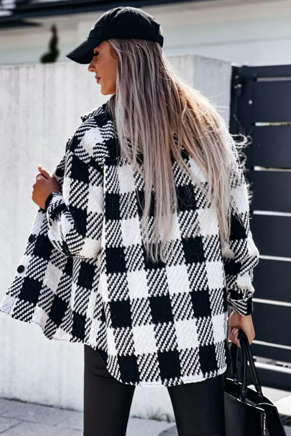 Eloise Women's Plaid Overshirt – Oversize Cut with Textured Fabric & Classic Pattern