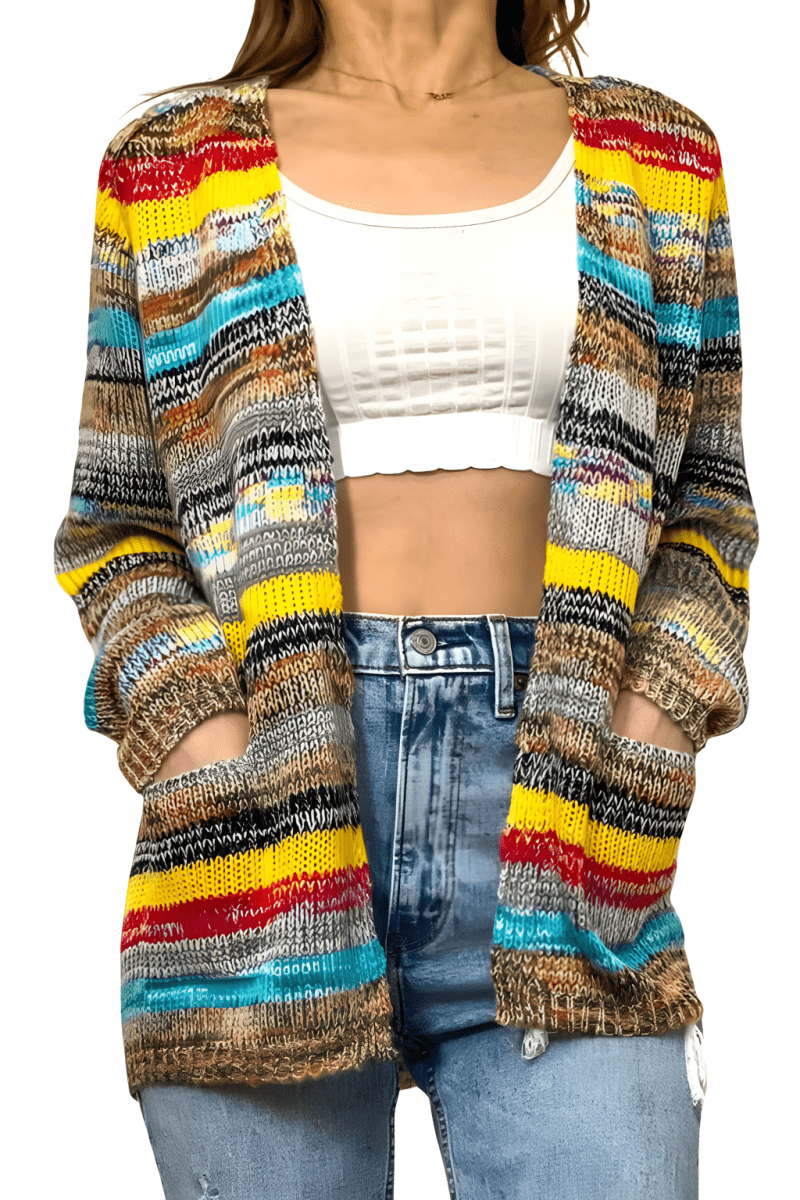 Catherine Women's Jacket with Colorful Stripes – Light, Stylish and Casual with Long Sleeves