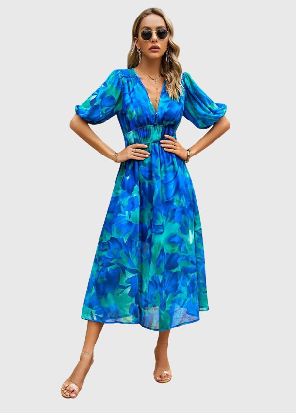 Floral Midi Dress – Breathable Fabric & Flattering Silhouette