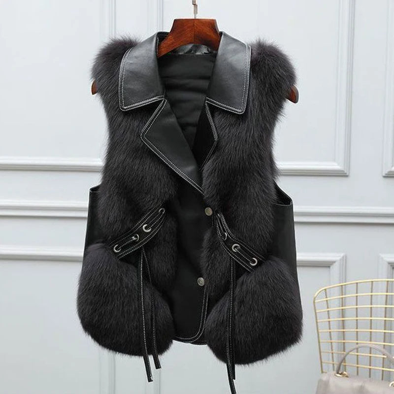 Dilara Women's Vest in Faux Fur – Elegant Design with Adjustable Cut & Soft Lining