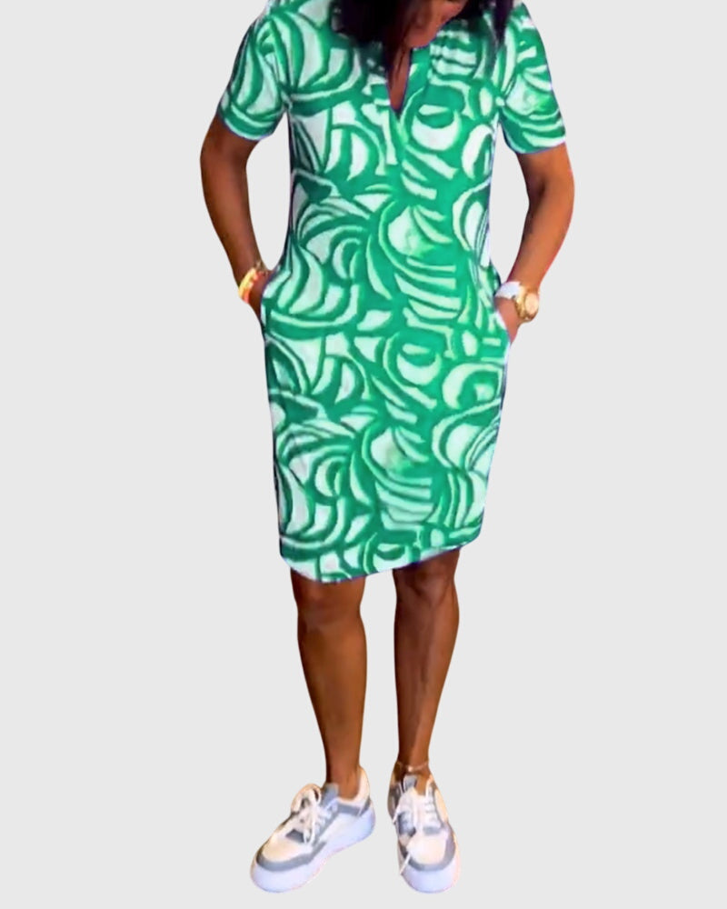Short Sleeve A-Line Dress – Flattering Silhouette & All-Day Comfort