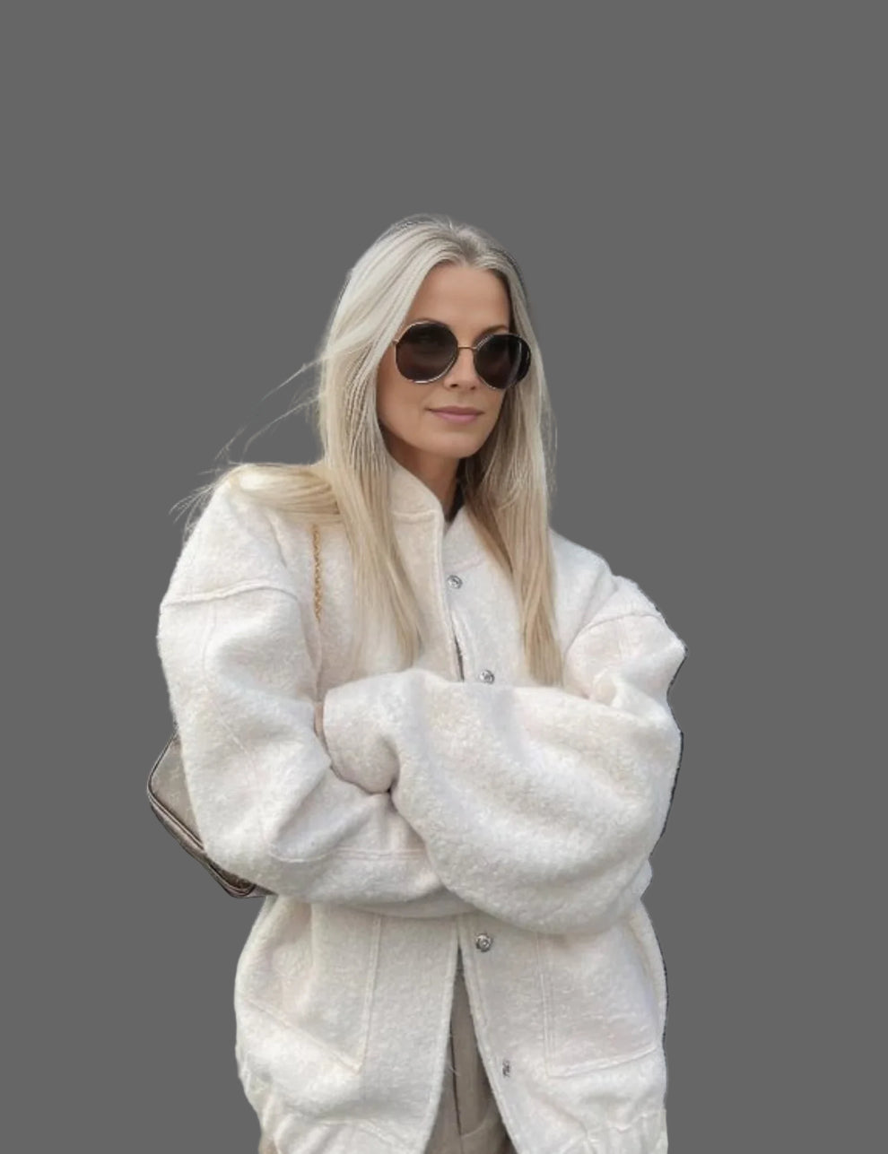 Leia Bouclé Blouson Woman – Oversize Jacket with Soft Texture and Minimalist Design