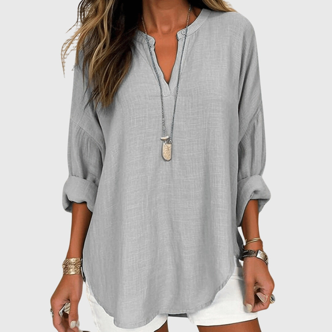 Long Sleeve Relaxed Fit Flowy Elegant Beach Shirt – Breathable Fabric & Flattering Silhouette