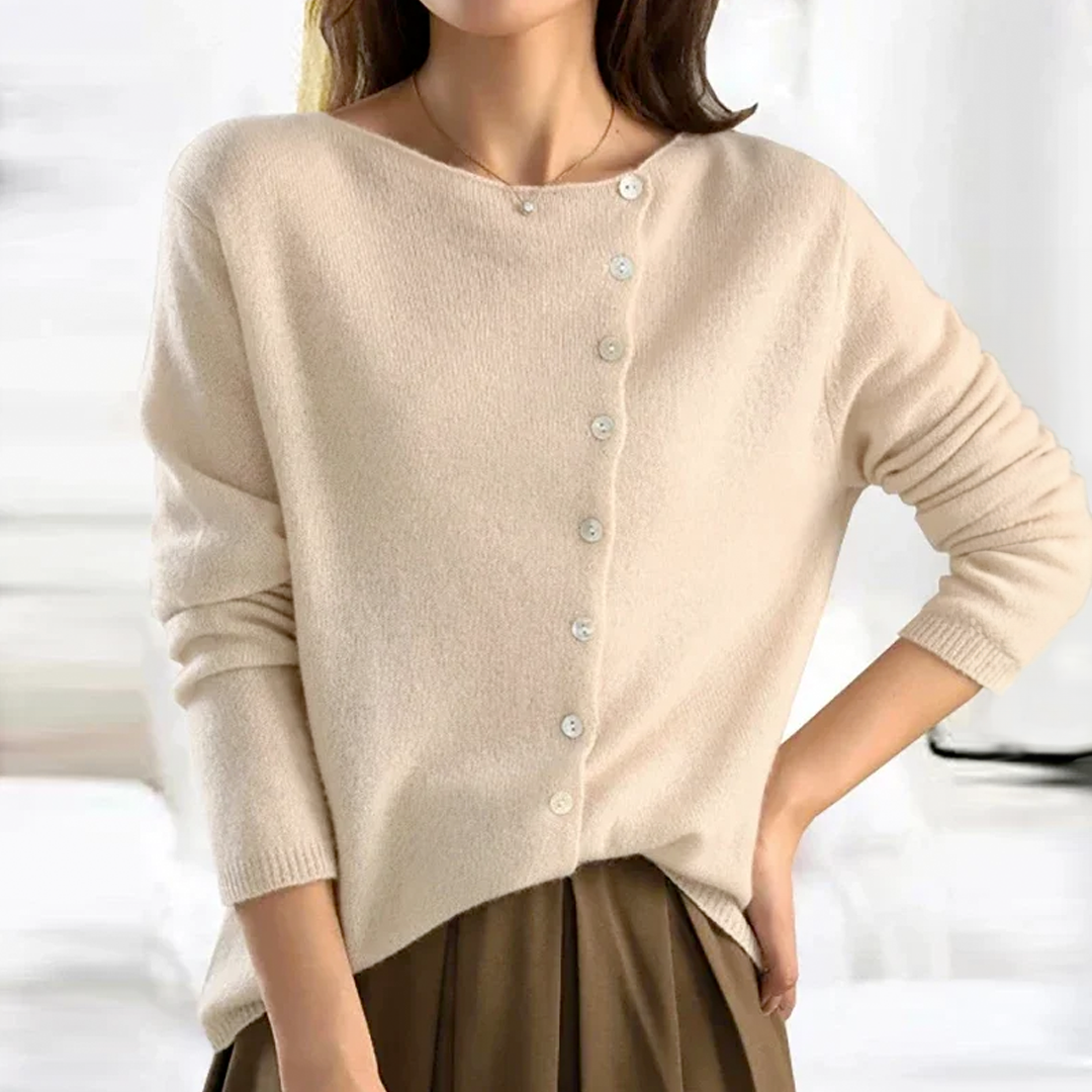 Heather Cardigan Women’s – Elegant Soft Wool Sweater with Chic Side Closure