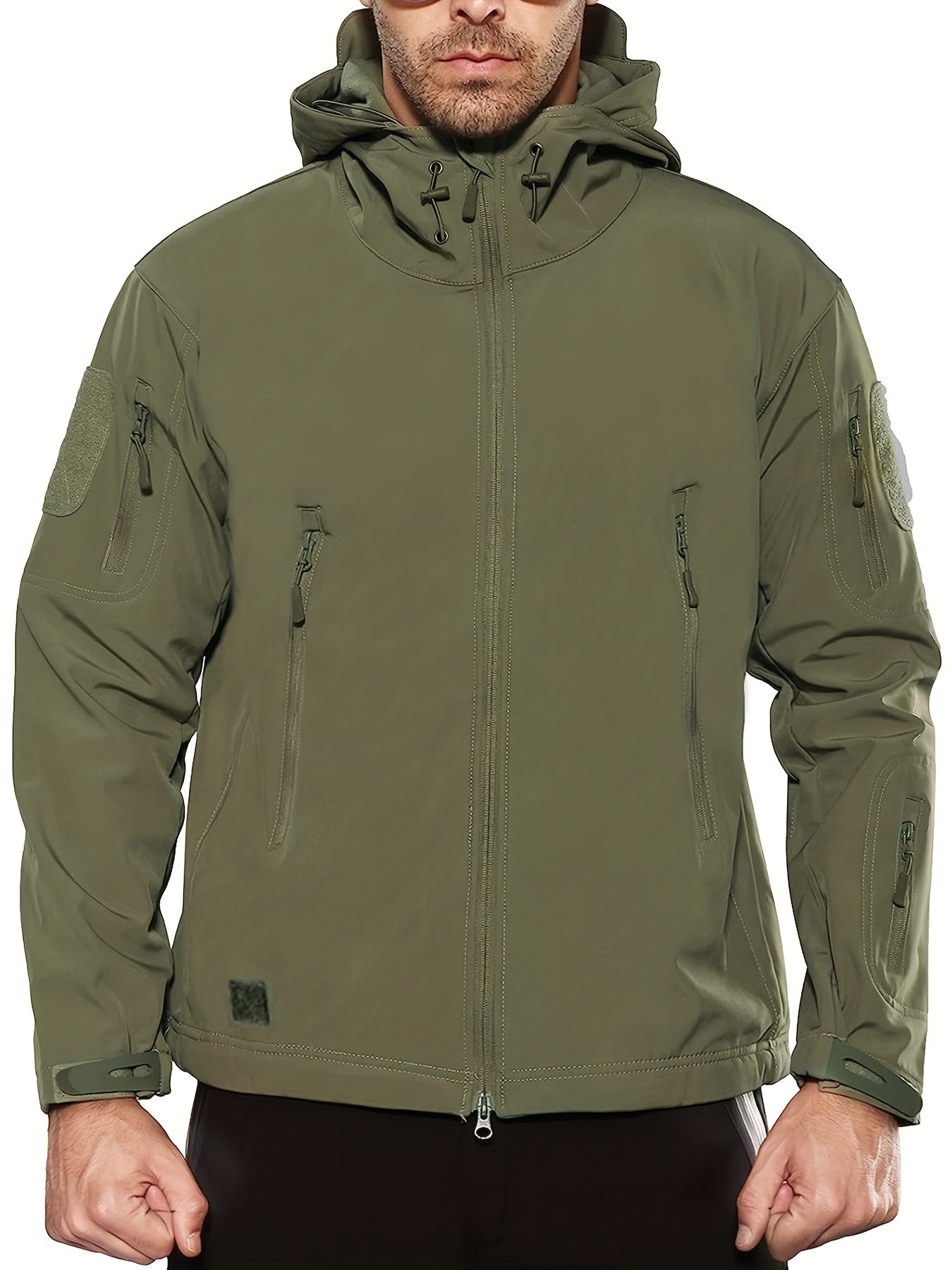 Zoren Men's Tactical Softshell Jacket – Waterproof Windbreaker with Adjustable Hood