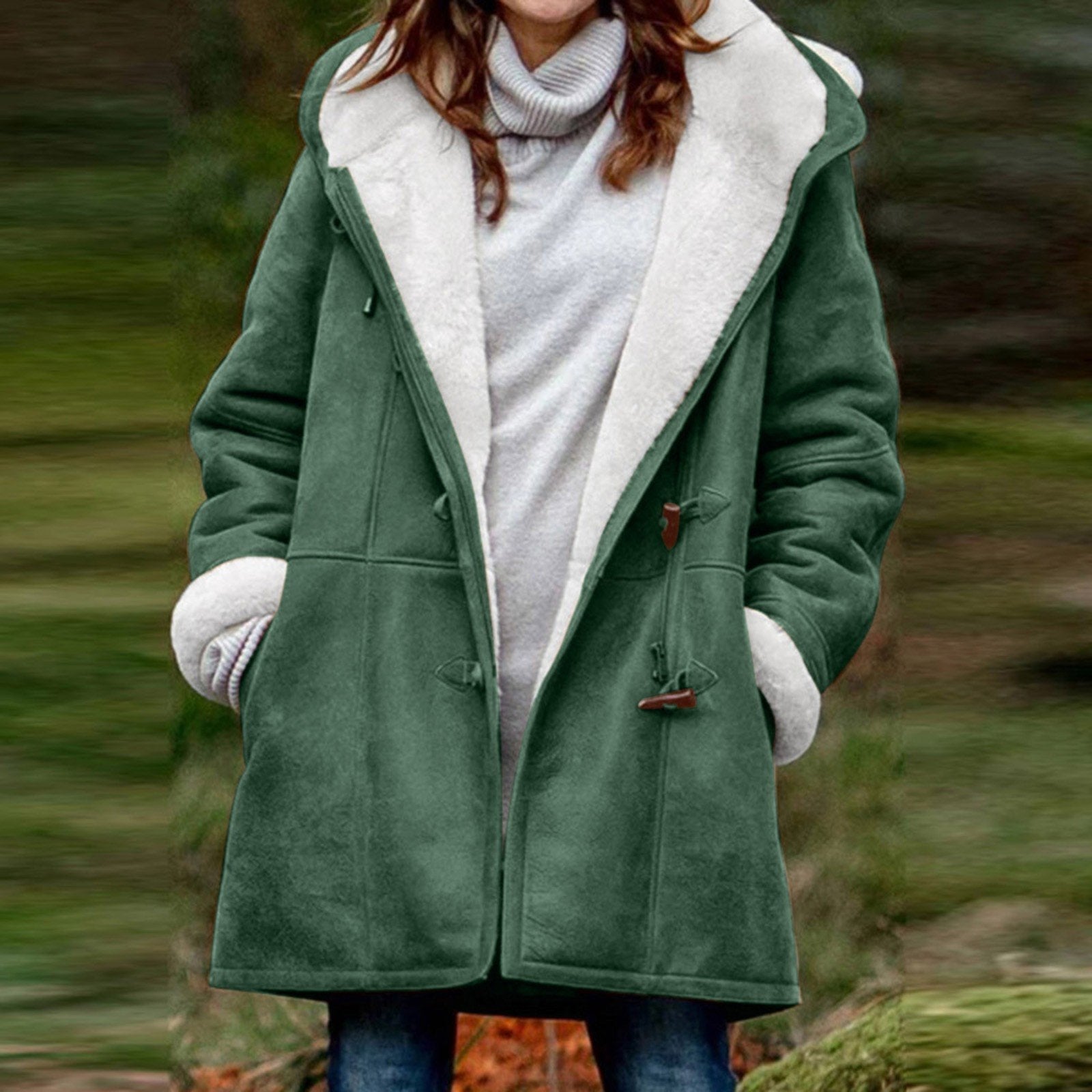 Kiara Women's Suede Coat – Elegant Warm and Comfortable Hooded Coat for Winter