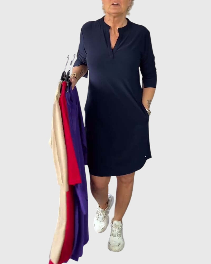 V-Neck Dress – Breathable Fabric & Comfort Stretch Fit